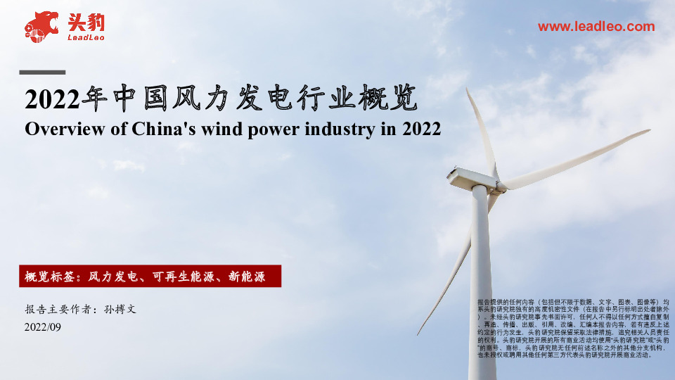 2022年中国风力发电行业概览