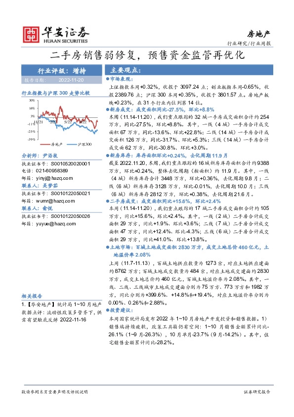 房地产行业周报：二手房销售弱修复，预售资金监管再优化