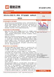 有色行业2022年三季报：景气度减弱，结构性仍有亮点