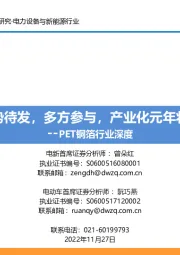 电力设备与新能源:PET铜箔行业深度:蓄势待发,多方参与,产业化元年将临