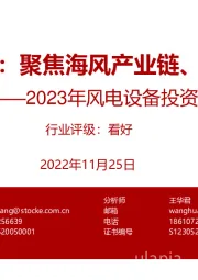 2023年风电设备投资策略:风电设备:聚焦海风产业链、国产替代