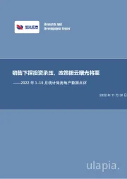 2022年1-10月统计局房地产数据点评：销售下探投资承压，政策拨云曙光将至