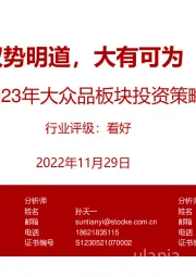 2023年大众品板块投资策略：取势明道，大有可为