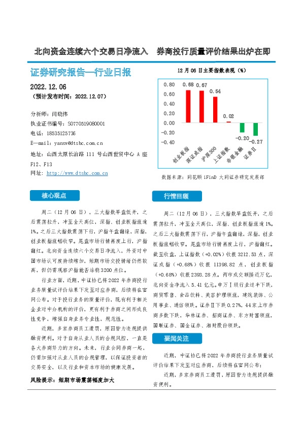 非银金融行业日报：北向资金连续六个交易日净流入 券商投行质量评价结果出炉在即