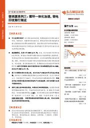 电气设备行业深度研究：锂资源系列三：循环一体化加速，锂电回收渐行渐近