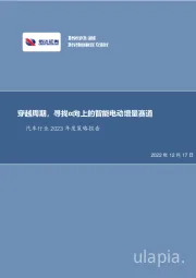 汽车行业2023年度策略报告：穿越周期，寻找α向上的智能电动增量赛道