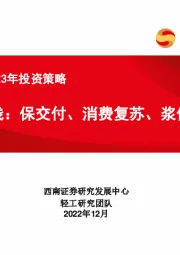轻工行业2023年投资策略：三大主线：保交付、消费复苏、浆价下行