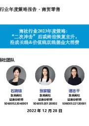 商社行业2023年度策略:“二次冲击”后或终迎恢复主升,沿成长线&价值线双线掘金大消费