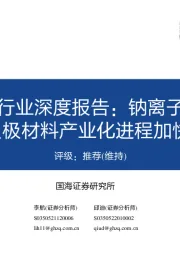 钠离子电池负极行业深度报告：钠离子电池发展迅速，负极材料产业化进程加快