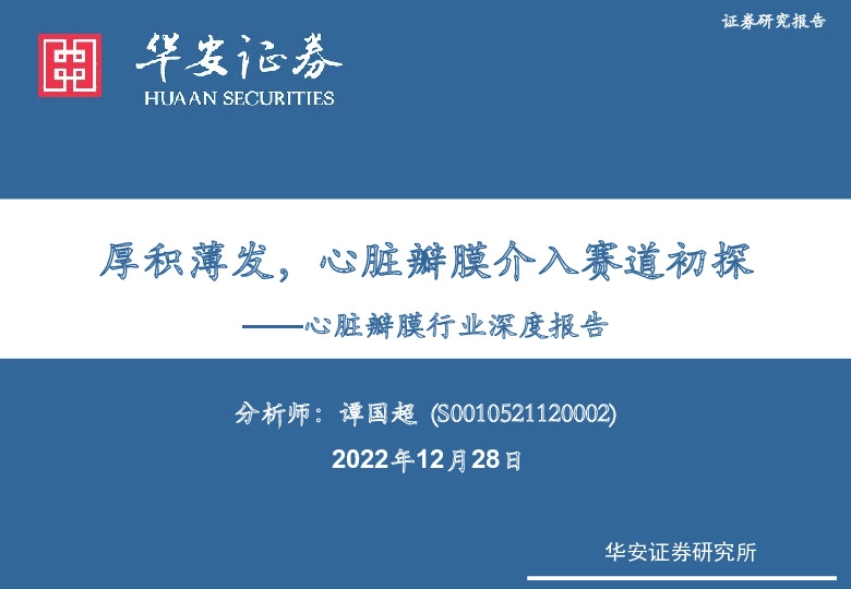 心脏瓣膜行业深度报告：厚积薄发，心脏瓣膜介入赛道初探