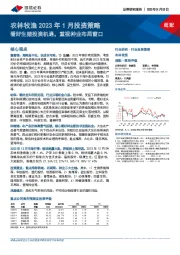 农林牧渔2023年1月投资策略：看好生猪投资机遇，重视种业布局窗口