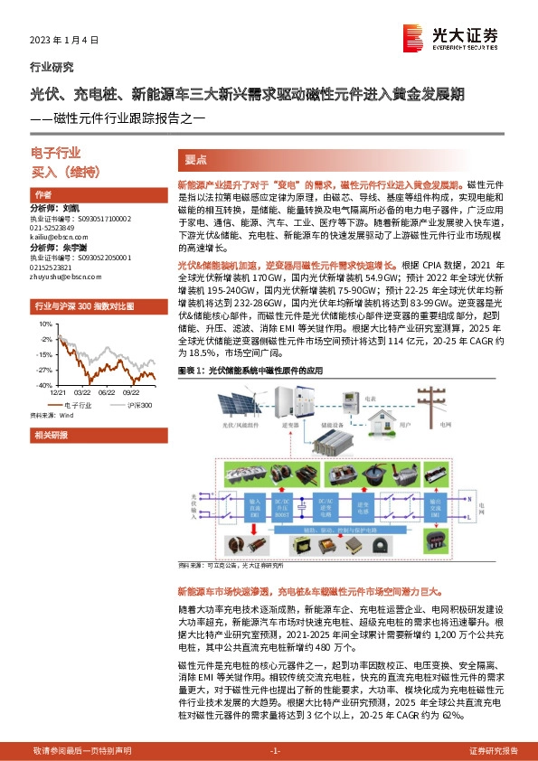 磁性元件行业跟踪报告之一：光伏、充电桩、新能源车三大新兴需求驱动磁性元件进入黄金发展期