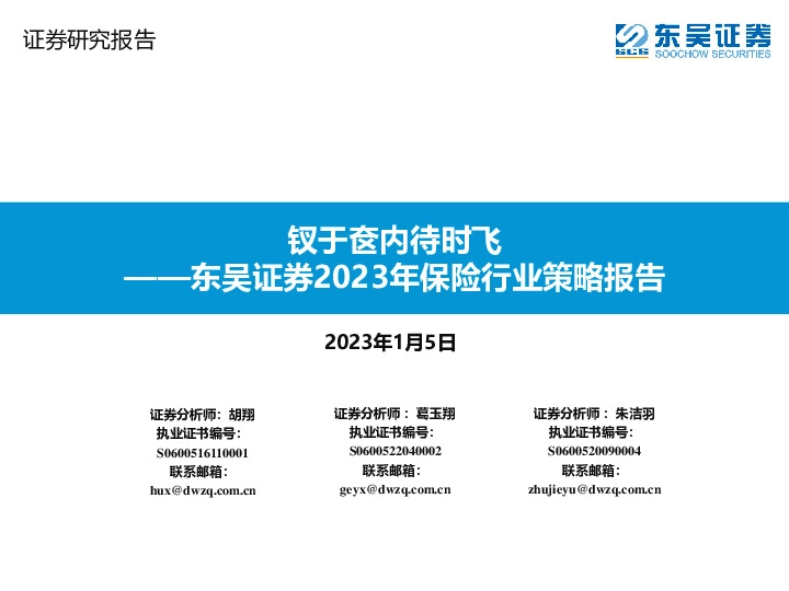 2023年保险行业策略报告：钗于奁内待时飞