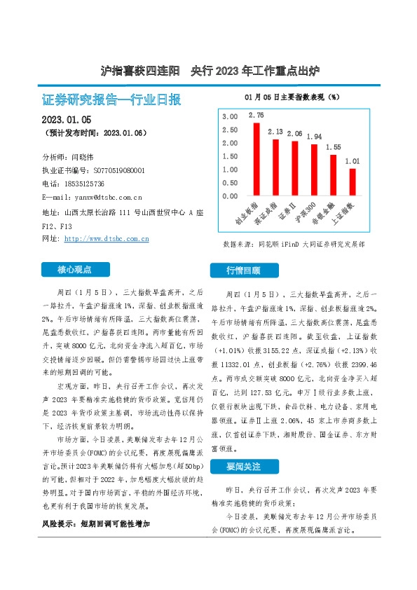 证券行业日报：沪指喜获四连阳 央行2023年工作重点出炉