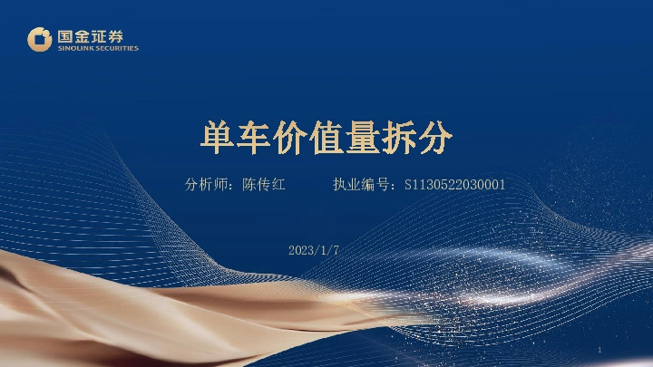 汽车及零部件行业：单车价值量拆分