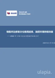 2022年1-12月房企销售融资数据点评：销售环比修复分化格局延续，融资环境持续改善
