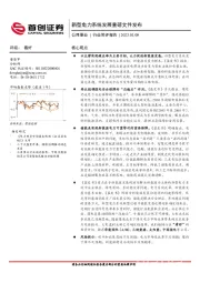 公用事业行业简评报告：新型电力系统发展重磅文件发布