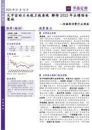 传媒新消费行业周报：元宇宙助力央视卫视春晚 静待2022年业绩预告落地