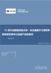 建筑装饰12月行业数据深度点评：关注基建开工端带来的持续性需求以及地产边际复苏