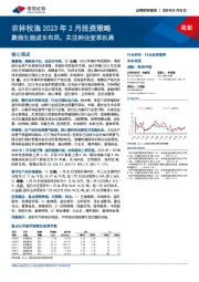 农林牧渔2023年2月投资策略：聚焦生猪成长布局，关注种业变革机遇
