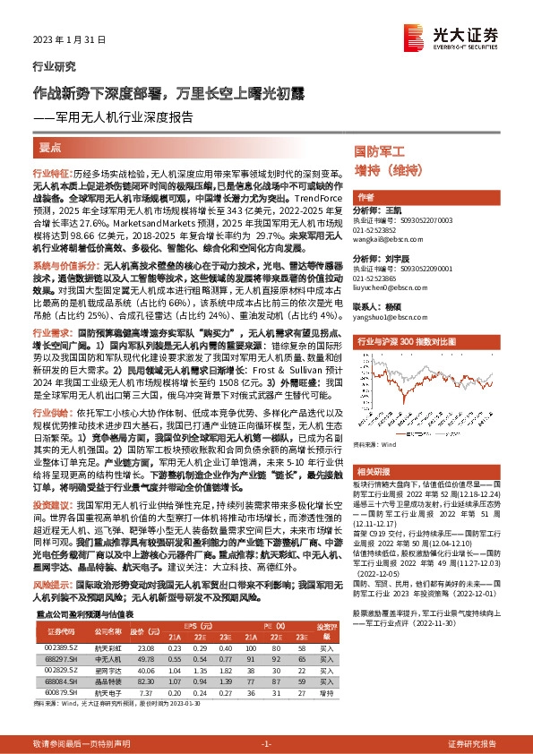军用无人机行业深度报告：作战新势下深度部署，万里长空上曙光初露
