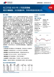 化工行业2023年2月投资策略：看好异氰酸酯、光伏胶膜材料、芳纶和轮胎的投资方向