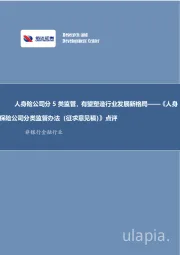 非银行金融行业事项点评报告：《人身保险公司分类监管办法（征求意见稿）》点评-人身险公司分5类监管，有望塑造行业发展新格局