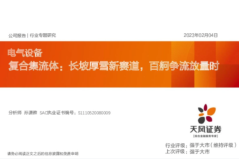 电气设备行业专题研究：复合集流体：长坡厚雪新赛道，百舸争流放量时