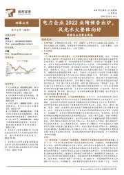 环保与公用事业周报：电力企业2022业绩预告出炉，风光水火整体向好