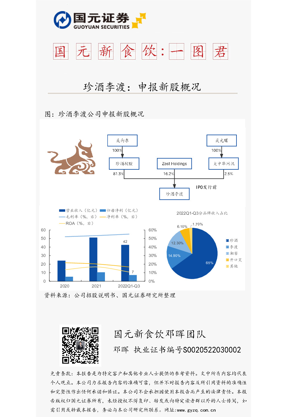 国元新食饮：一图君-珍酒李渡：申报新股概况