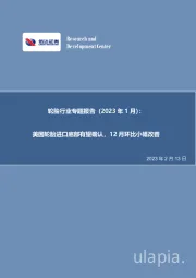 轮胎行业专题报告（2023年1月）：美国轮胎进口底部有望确认，12月环比小幅改善