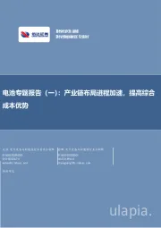 电池专题报告(一):产业链布局进程加速,提高综合成本优势