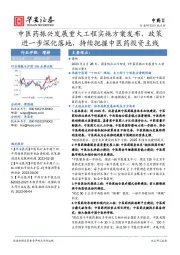 中药Ⅱ：中医药振兴发展重大工程实施方案发布，政策进一步深化落地，持续把握中医药投资主线