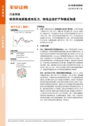 电力设备及新能源行业周报：欧洲风电面临成本压力，钠电企业扩产和验证加速