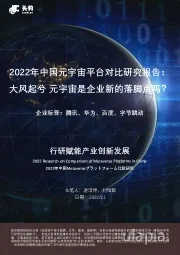 2022年中国元宇宙平台对比研究报告：大风起兮 元宇宙是企业新的落脚点吗？