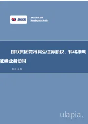 非银金融行业事项点评：国联集团竞得民生证券股权，料将推动证券业务协同
