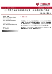 钢铁行业月度报告：1-2月国内钢材供需稳步回复，供给释放快于需求