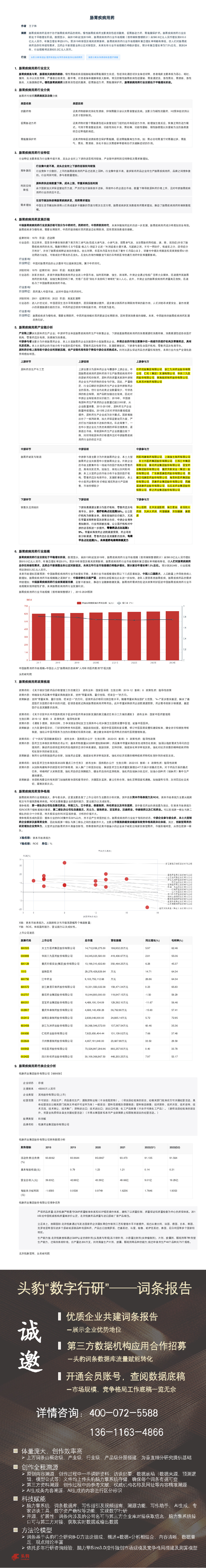 医药制造业：肠胃疾病用药