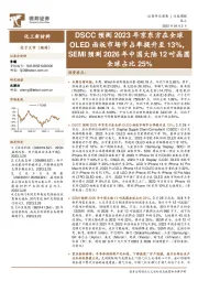 化工新材料行业周报:DSCC预测2023年京东方在全球OLED面板市场市占率提升至13%,SEMI预测2026年中国大陆12吋晶圆全球占比25%