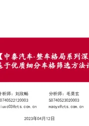 【中泰汽车·整车格局系列深度研究（1）】：基于优质细分车格筛选方法论前瞻上海车展