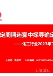 化工行业2023年二季度投资策略：从不确定周期迷雾中探寻确定的光