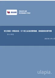 轻工制造一季报总结：Q1轻工必选经营稳健，家居造纸改善可期