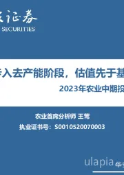 2023年农业中期投资策略：生猪养殖业步入去产能阶段，估值先于基本面调整到位