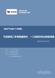 房地产行业第19周周报：节后新房二手房销量回升，一二线城市环比修复明显