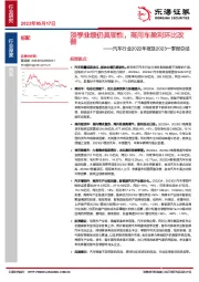 汽车行业2022年报及2023一季报总结：淡季业绩仍具韧性，商用车盈利环比改善