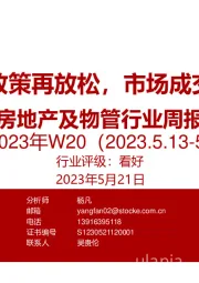 房地产及物管行业周报2023年W20：杭州限购政策再放松，市场成交环比下降