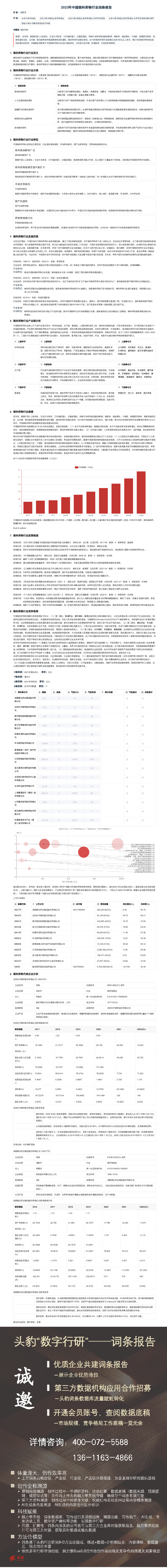 2023年中国眼科药物行业词条报告