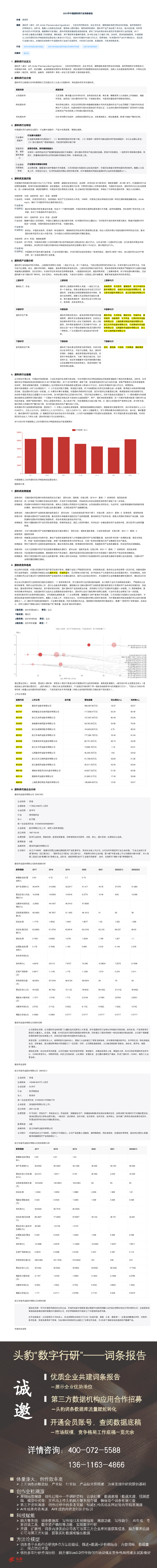 2023年中国原料药行业词条报告
