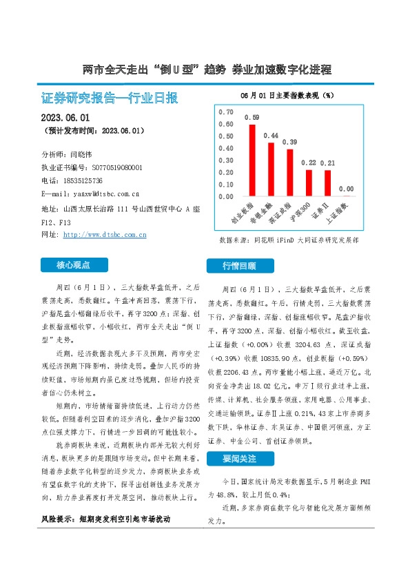 非银金融行业日报：两市全天走出“倒U型”趋势 券业加速数字化进程