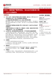 油运行业更新报告:OPEC+继续减产概率较低,油运运价底部或已现
